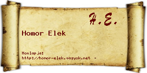 Homor Elek névjegykártya